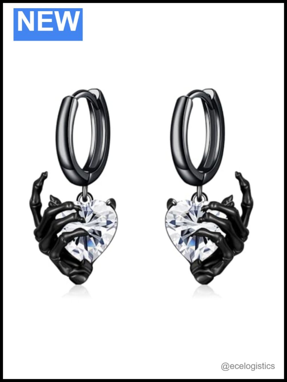Skull Dangle Earrings 925 Sterling Silver Punk Gothic Jewelry Gift